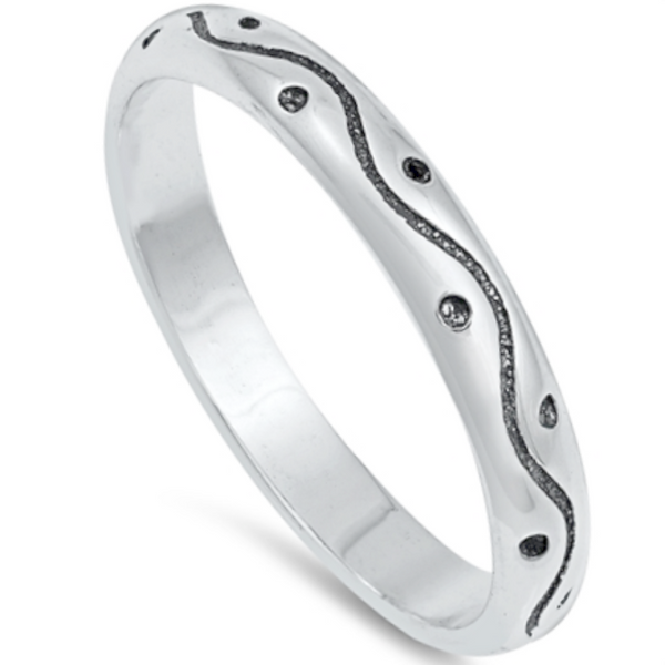 .925 Sterling Silver Wavy Engraved Band Ring Ladies and Kids Size 4-10 Midi  Knuckle Thumb