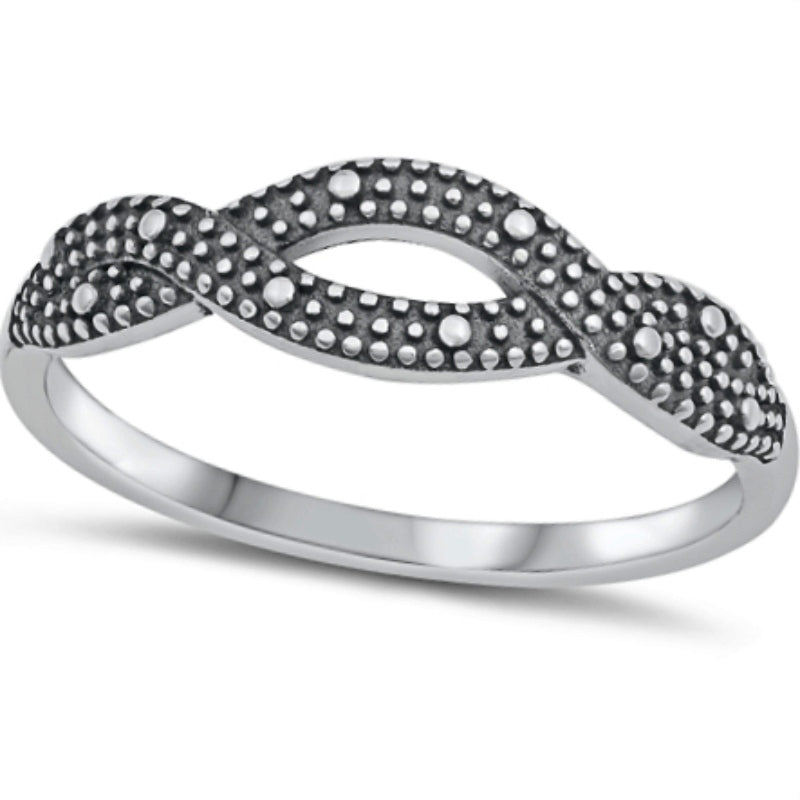 Sterling Silver Braided and Twisted Bali Wide Band Ring with Face