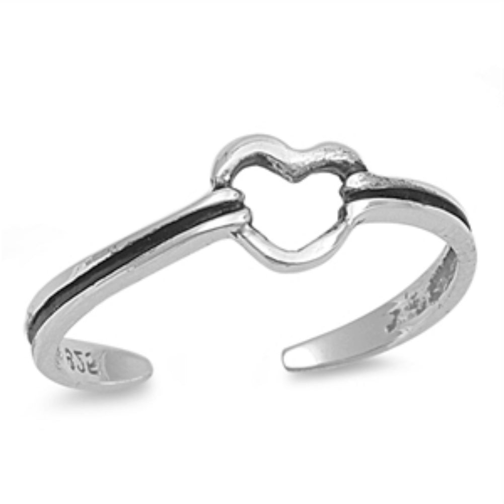 Silver Toe Ring, Silver Heart Toe Ring, Love Toe Ring