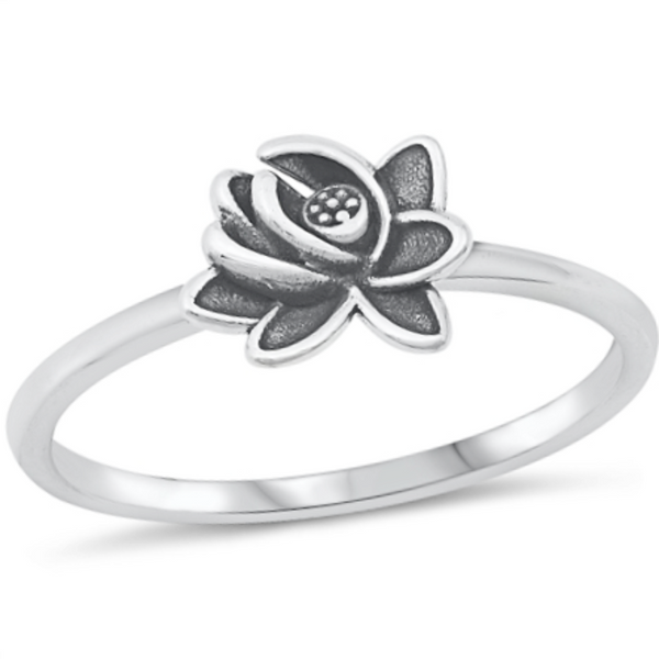 .925 Sterling Silver Lotus Ring Ladies and Kids Size 4-10 Midi Knuckle Thumb