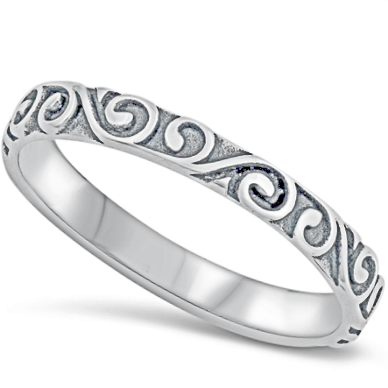 925 Sterling Silver Sizes Midi Ladies Swirl 4-10 Fashion Silver Kids – Sterling Eternity Ring