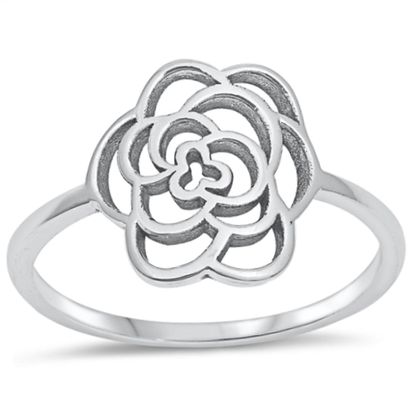 Rose 4-10 and 925 Outline Silver Ladies Ring – Midi Sizes Sterling Kids Silver Fashion Sterling