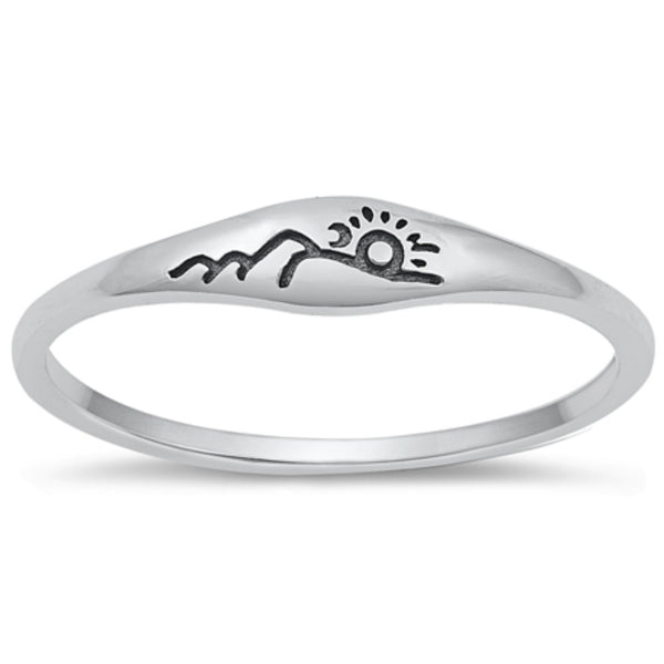 925 Sterling Silver Mountains Sunset Ring Ladies Kids Sizes 4-10