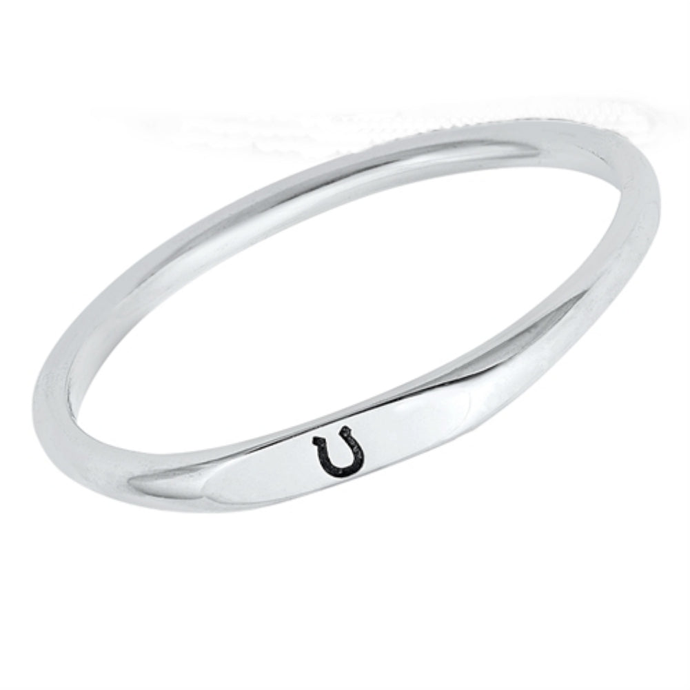 925 Sterling Silver Lucky Horseshoe Ring Size 4-10 Ladies Kids