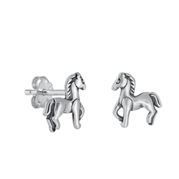 Children's Sterling Silver Shoe Horse Equestrian Stud Earrings