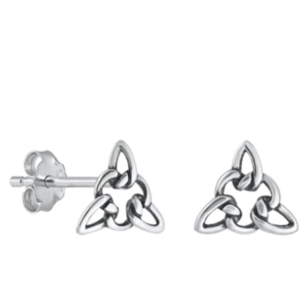 925 Sterling Silver Triangle Knots Celtic Stud Earrings Unisex