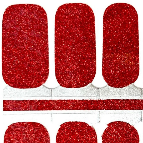 Red Chunky Glitter Nail Polish Strips Wrap