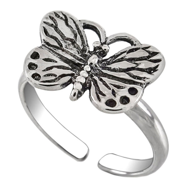 .925 Sterling Silver Butterfly Ring Ladies and Kids Adjustable Size Ring  Toe Midi Thumb Knuckle
