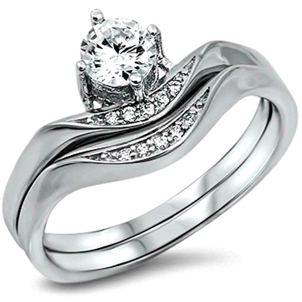 Sterling Silver CZ 1 carat Brilliant Cut Wedding Ring Set size 5-10 –  Sterling Silver Fashion